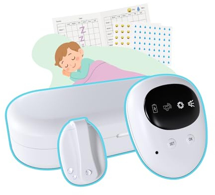 Trådlös Sängvätarlarm från MMOBIEL – Multifunktionell Potträningsverktyg för Pojkar, Flickor, Barn, Vuxna - Kissalarm för Potträning med Ljud och Vibrationer Påminnelse - Uppladdningsbart Pissalarm