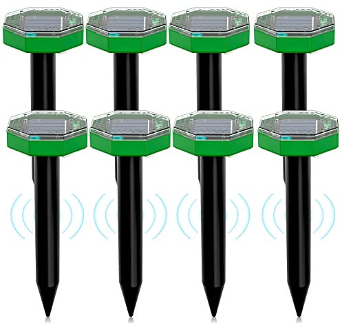 Taupe Ultrason Solaire Repulsif 8 Pièces, Anti Taupe Solaire Vibration et Ultrasons, Repousse Les Taupes et Autres Rongeurs pour Le Jardin et Les Pelouses
