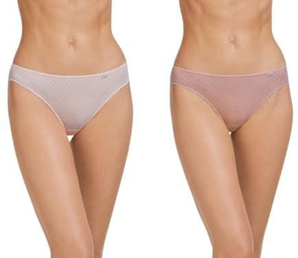 AVET Braguitas Bikini de Microfibra 33061 Jacquard, Pack de 2, Refuerzo de Algodón, Morado y Rosa (FR/ES, Letras, L, Regular, Regular, Rosa)