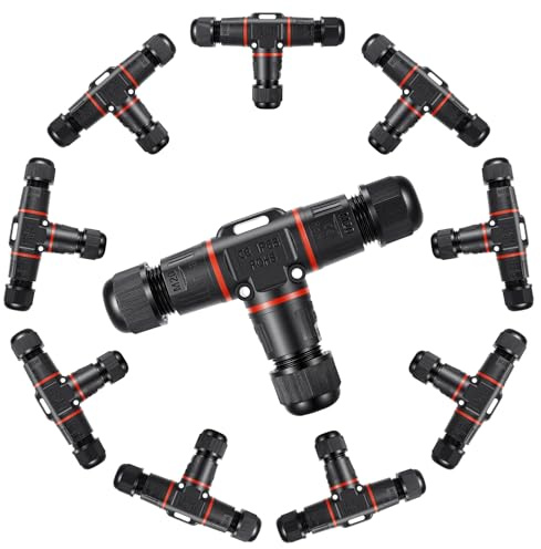BOSYTRO 10 Piezas Empalmes Cables Electricos, 3 Pines conector estanco IP68, Conexión Rápida Forma T Conector de Cable Estanco, para Diámetro de Cable Ø3-12 mm