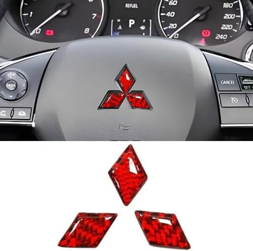 DAJINGFEI Adesivi con Logo sul Volante per Mitsubishi Space Star A00 I 2012-2019, Adesivo Distintivo Volante Auto Decorazione Volante Dell'Auto Adesivo Logo Emblema,Red