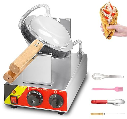 VzxCrue Gaufrier Commercial à Double TêTe, Gaufrier Hexagonal à Bulles D'Oeufs, 2 Plaques Rotatives à 180°,pour Les CaféS, Les Boulangeries Et Les Snacks. Single-headEggplantMachine