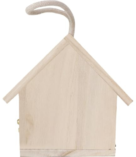 SEWACC Nichoir à Oiseaux en Bois Naturel Petite Maison D’Extérieur pour Merles Bleus Kit de Nichoir Solide Mangeoire Sécurisée pour Perruches et Inséparables Décoration Jardin