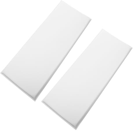 DOITOOL 2pcs Peel and Stick Ivory White Anti-collision Wall Padding Panels 20x50cm Soft Upholstered Bedroom Headboard Wall Cushion for Nursery Protection