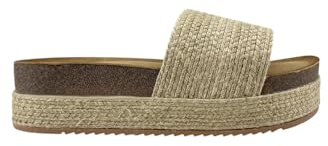 MODELISA - Sandalias Pala de Plataforma de Esparto para Mujer (Beige, Sistema tallas calzado EU, Adulto, Números, mediano, 38)