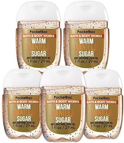 Bath and Body Works Pocketbac Hand Sanitizers Warm Vanilla Sugar 5 Pack bundle. 1 Oz