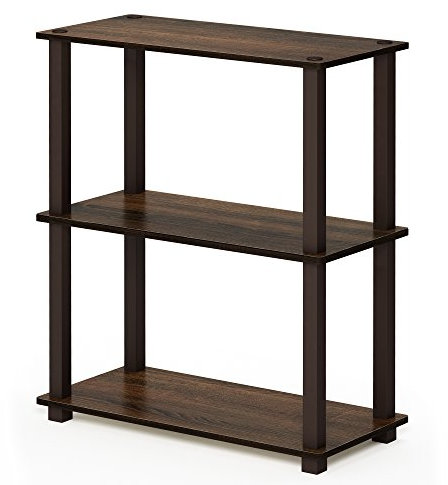 Furinno kompaktes Mehrzweck-Regal mit 3 Ablageflächen, holz, Walnuss/Braun, 28.96 x 59.94 x 75.18 cm, Vierkantrohr