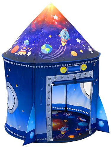 WillingHeart Rocket Ship Play Tent for Kids Boy Girl Pop Up Astronaut Spaceship Space Pretend House Toddler Indoor Outdoor Games Party Children Portable Birthday Party Toy Baby Playhouse