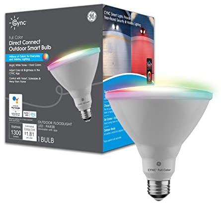 GE Lighting CYNC Smart LED Light Bulb, Color Changing Lights, Bluetooth and Wi-Fi Lights, Works with Alexa and Google Home, PAR38 Outdoor Floodlight (1 Pack)