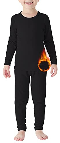 Boys Thermal Underwear Ultra Soft Kids Long Johns Thermal Sets Warm Base Kids Underwear X-Large (110) /4T-5T A Black