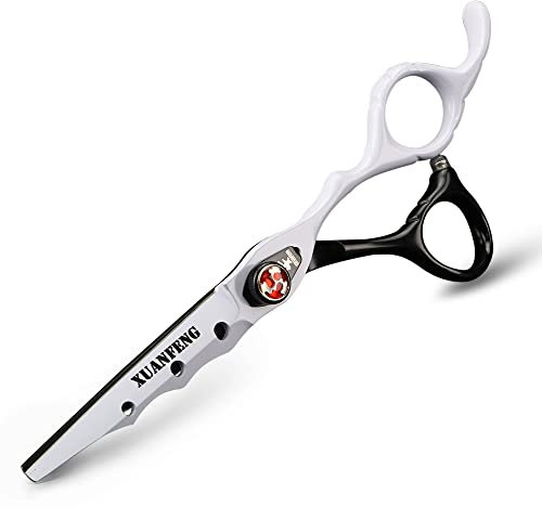 XUANFENG Forbici per capelli bianche con vite elastica, adatte per la famiglia o il barbiere, 6 9cr18 forbici professionali per il taglio dei capelli e forbici per diradare (forbici da taglio)