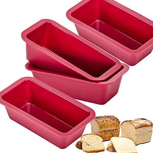 Mlying Silikon Mini Brotbackform 4 Stück - Kastenform Backform Kuchenform Klein (Mini-4PCS)