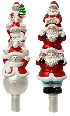 Kaemingk Christbaumspitze Glas 31cm x 1 Stück Baumspitze Schneemann oder Weihnachtsmann