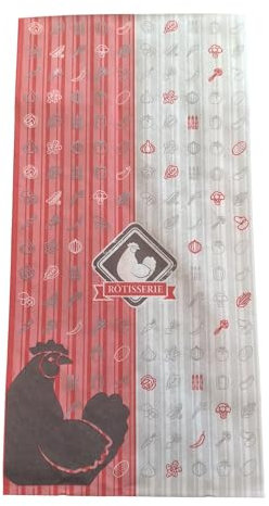 500 sacs poulet en papier ingraissable imprimé 18+7x35 cm sachet alimentaire pour poulet roti