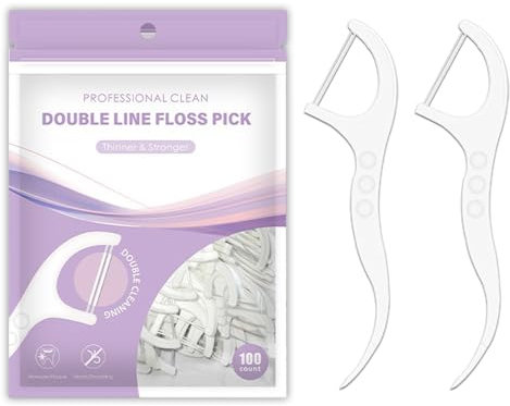 zoerbufan Zahnseide Stick 100 Stück, Einwegzahnseide Dental Floss, TWIN LINE Zahn Draht/Zahnpflege Interdental Flossers mit Y-Form Design Zur Entfernung von Plaque und Speiseresten