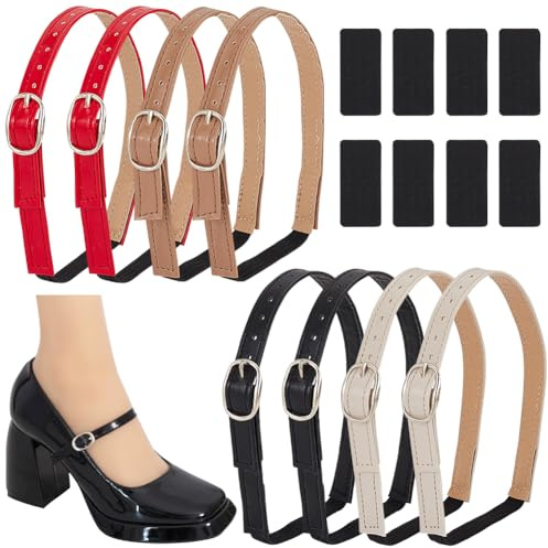 PH PandaHall Correa para Zapatos De Cuero 4 Colores, Correas De Tobillo Desmontables Correas de Tacón Alto Correa para Zapatos Cinturón Ajustable para Sandalias de Tacón Para Mujer, 4 Pares, Blanco,