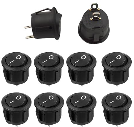 10 piezas negro interruptor basculante redondo mini interruptor basculante interruptor automático interruptor de encendido accesorios para electrodomésticos