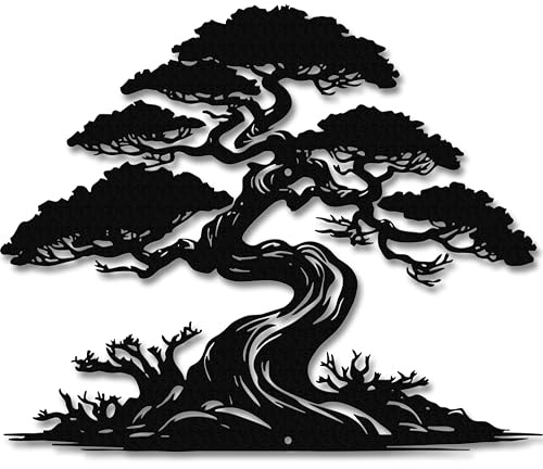 Metal Pine Tree Wall Art–Japanese-Inspired Nature Wall Decor–Rust-Resistant Pine Tree Decor for Indoor & Outdoor Spaces