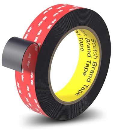 LOVSOF Cinta Adhesiva de Doble Cara Extra Fuerte, 2,54 cm x 5 m, Cinta de Montaje Impermeable y de Alta Adhesión para Coche, Paredes, Tiras de LED, Hogar y Oficina