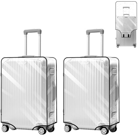 xolear 2 Piezas 20 Pulgadas Transparente Fundas Maleta de Viaje, Protector Maletas Viaje PVC, Diseño Autoadhesivo Suitcase Cover Impermeable y Resistente a Rayones, para Viajes y la Escuela