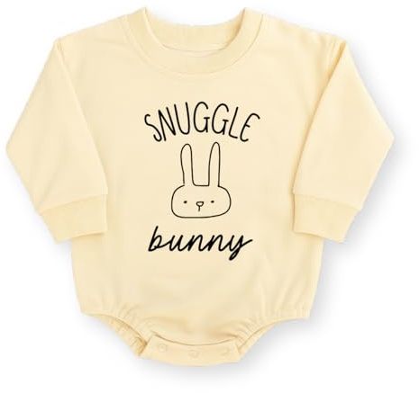 MangoHouse Snuggle Bunny Baby Romper, Bunny Easter Baby Bodysuit, Sage Mauve Natural Baby Clothes