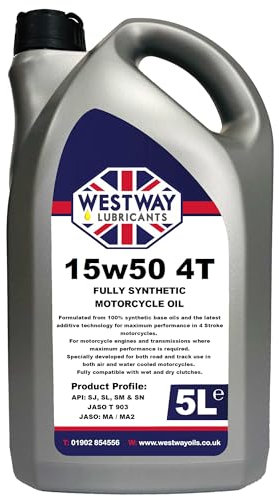 15w50 Motorcycle Oil Fully Synthetic API: SJ SL SM SN 5L 5 Litres