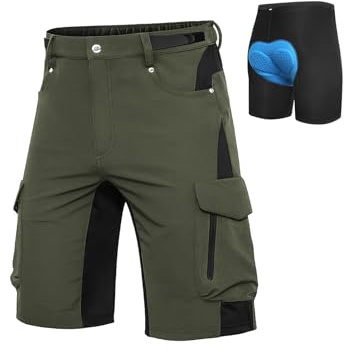 Cycorld MTB-byxor herr cykelbyxor, snabbtorkande MTB shorts herr mountainbike byxor säckig cykelshorts, ventilerande cykelbyxor med krok och fluffigt band