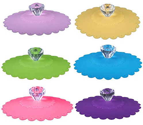 CaLeQi - Coppa in silicone riutilizzabile, riutilizzabile, anti-polvere, riutilizzabile, per tazze di bevande calde,6 set (colore casuale)