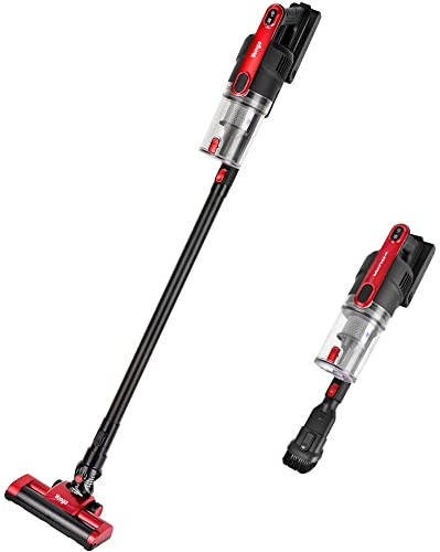 Venga! 2-in-1-Staubsauger, Kabellos, ohne lästige Staubbeutel, wiederaufladbar, mit rotierender Bürste und 2 Zubehörteilen, Bis zu 12 kPa, 2.000 mAh Li-Ionen-Akku, rot/schwarz, VG HVC 3000