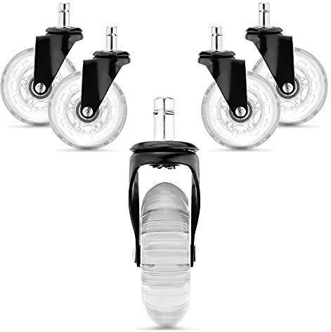 kwmobile Ruedas para Silla de Oficina - Set de 5X Rueda de Repuesto giratoria Universal de Ø 75 MM para Escritorio Mesa sillas Muebles - Transparente