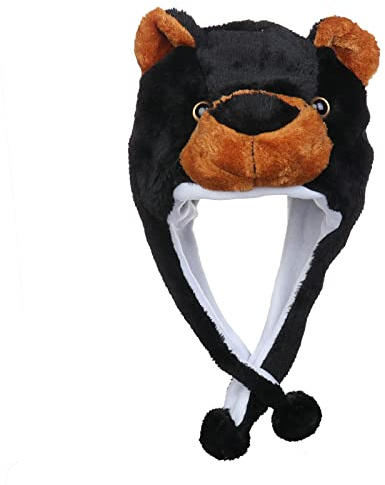 JK Home 2-in-1 Hat with Ear Flaps Scarf Set Cute Plush Animal Hat Cosplay