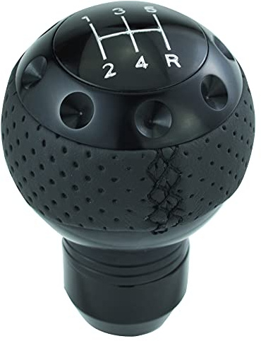 Temzzer 5 Speed Gear Knob Ball Gear Shift Handle Leather Shifter Lever Head for Most Manual Vehicles (Black)