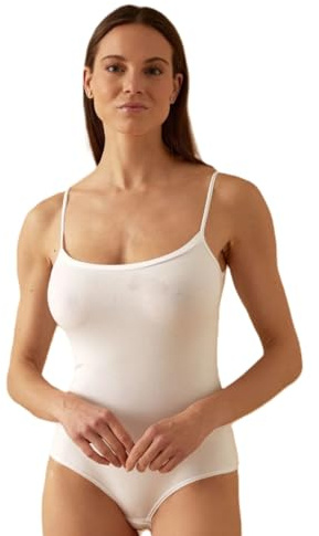 JADEA Body para mujer 4155 – Tirantes finos, algodón elástico 95%, escote semiamplio – Ropa interior cómoda y versátil, Color blanco., M