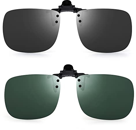 JM Polarizadas Clip en Gafas de Sol Sin Marco Flip up Lente Para Gafas Graduadas Gris+Verde
