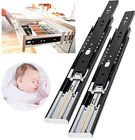 Soft Close Drawer Runners Full Extension 300 350 400 450 500 550 600 mm Ball Bearing Drawer Runners Slides Replacement Rails Track Guide Glides for Kitchen Bedroom Cabinets Heavy Duty 45kg 1 Pair