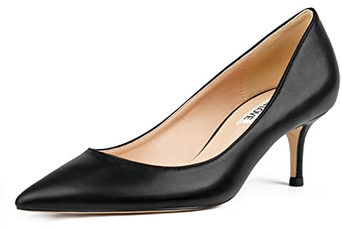 JOY IN LOVE Women's Shoes Low Heels Pointy Toe Kitten Heel Daily Pumps Black Matte 8.5 US