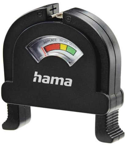 HAMA | Medidor de Carga de Pilas (Medidor Universal de Pilas de un Solo Uso, o Recargables, Compatible con 6 Tipos de Pilas) Color Negro
