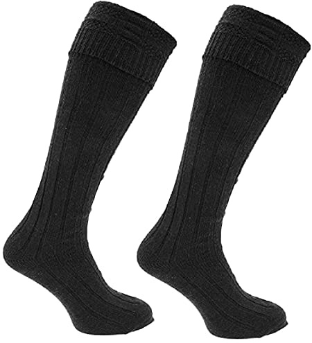 OnlyBee Chaussettes de kilt écossais pour homme – 3 couleurs, Noir , 6-11