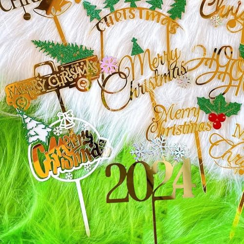 Jul tårta topper 10 st god jul tårtor dekoration glitter tårtdekoration jul tårtdekoration för barns födelsedag bröllop tårtdekoration jul tandpetare flaggor