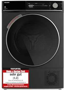Sharp KD-NHH8S9GA3-DE Wärmepumpentrockner für 8 kg Wäsche, C, 15 Programme inkl. Schnellprogramm, LED-Trommelbeleuchtung, Espresso Gray