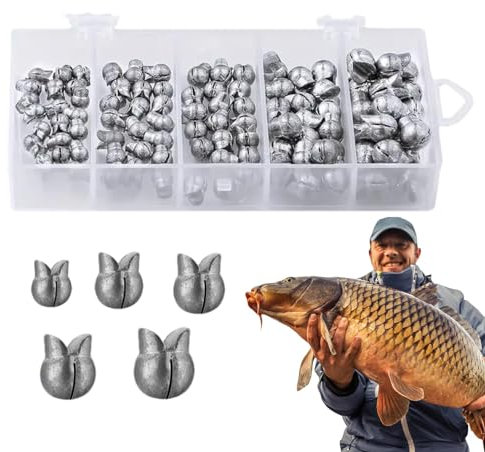 Pesos de Pesca de Tiro Dividido, plomos de Tiro Dividido | 100 plomadas de Pesca Redondas divididas - Plomo de Pesca de Tiro Dividido, 5 tamaños, Surtido de Plomo de Huevo extraíble