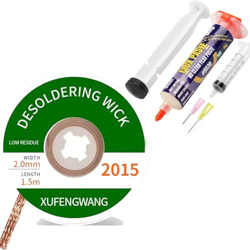 Lötpaste Flussmittel, 10CC Bleifrei Spritze Lötzinn Flussmittelpaste, No clean Kolophonium Löten Lötflussmittel für SMD BGA LED PCB Elektronik Löten,Entlötlitze Entlötdocht zum Entfernen des Lötzinns