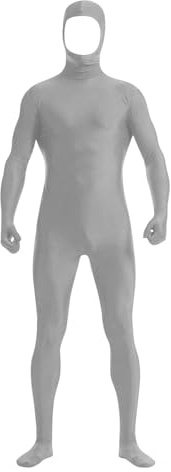 Darringls Combinaison intégrale Zentai Cosplay Open Face - Unisexe - Vêtement fonctionnel pour Halloween et Noël - Costume moulant pour fête - Respirant, gris, M