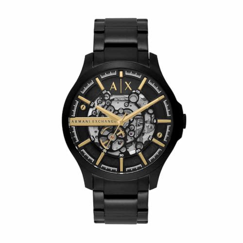 Armani Exchange Watch for Men, Automatic Movement and 46mm Case Size with Stainless Steel, Leather or Silicone Strap