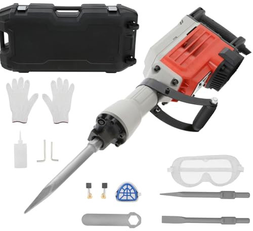 3200W 60J Demolition Hammer,1800 BPM Jackhammer,with 2 Replaceable Chisels,360°Anti-Vibration Rotary Handle,Electric Chisel for Concrete Breaking and Heavy-Duty Work