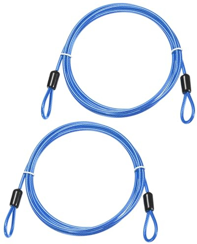 TIXIPEM Security Cable with Loops [2Pcs] - 4.92ft / 193.7 Inch Stainless Steel Luggage Lock Safety Cable Use for Bikes & Luggage & Toolbox, & Tent - [Blue] Wire Rope Lanyard