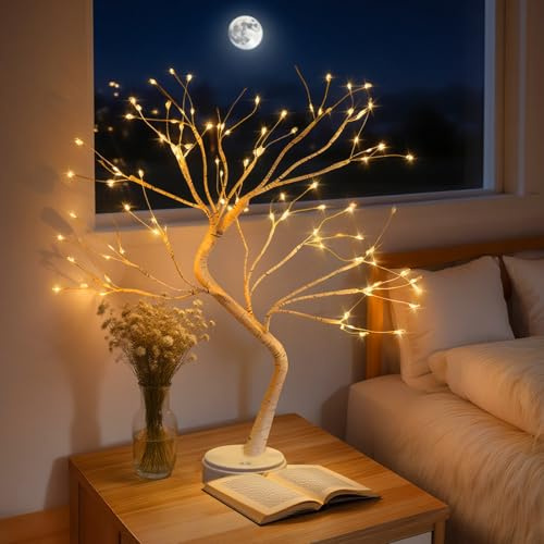 ChaneeHann Árbol Luminoso LED 108 Luces, Abedul Decorativo con 8 Modos de Iluminación, Funciona con USB y Pilas, Árbol LED Interior para Navidad, Mesa, Salón, Fiesta, Primavera