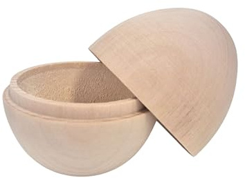Wooden World - 10 x Träägg som öppnas, stabilt och hållbart - för gör-det-själv - 7 x 5,8 cm