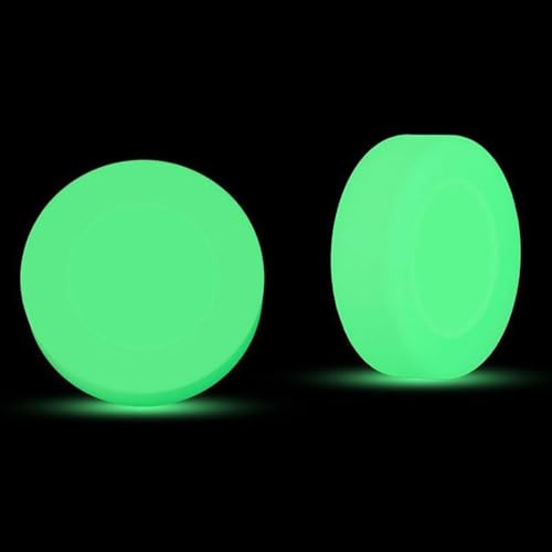 Hezudiay 2 stycken lysande hockeyboll i mörkret lysande ishockeypuck lysande, hockeypucks, lysande gröna sport dodbalar, festtillbehör för inomhus-/utomhusrullhockeyspel