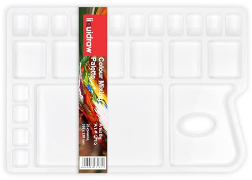 Liquidraw Plastic Paint Palette - 25 Well | Large Mixing & Painting Palette | Suitable for Acrylic, Oil & Watercolour | Great Tool for Professional Artists, Students & Kids | Easy to Store & Clean